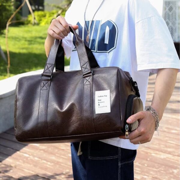 Unisex Travel Soft Leather Duffle Bag - Image 8