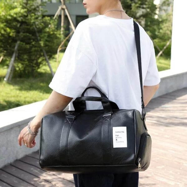 Unisex Travel Soft Leather Duffle Bag - Image 7
