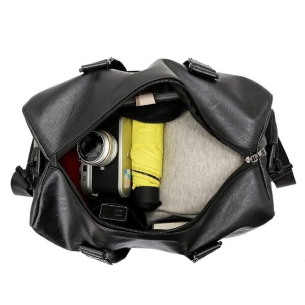 Unisex Travel Soft Leather Duffle Bag - Image 5
