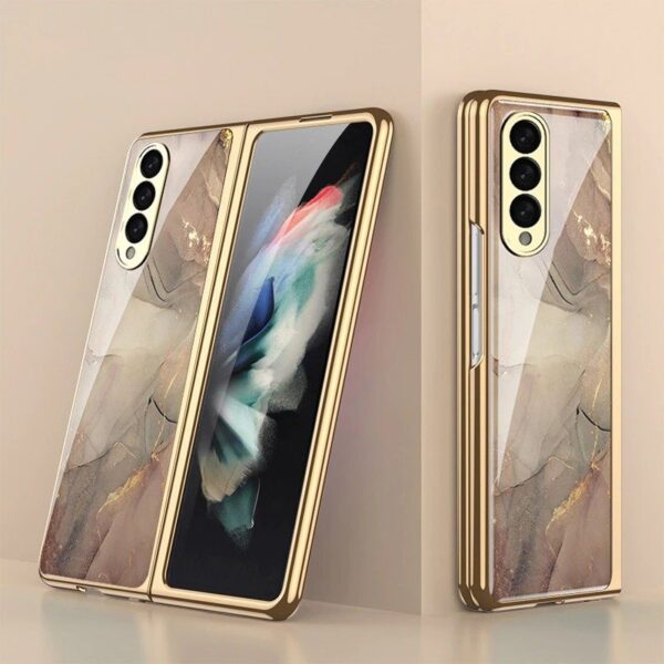 Marble Patterned Glass Case For Samsung Galaxy Z Fold 3/4 - Image 9