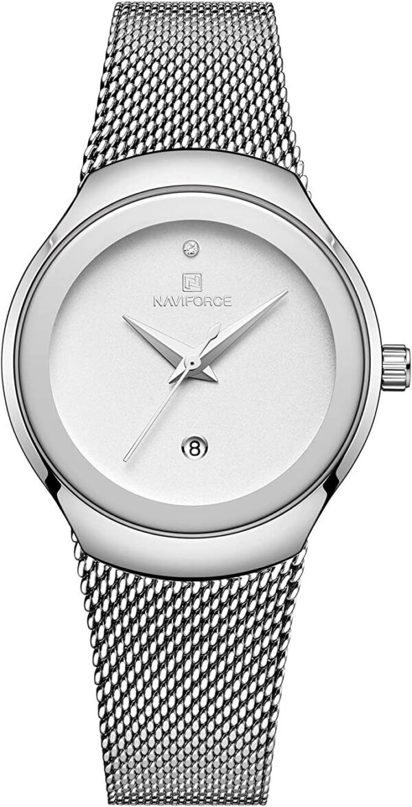 NAVIFORCE Women's Analogue Quartz Watch Waterproof Simple Stainless Steel Band - Image 3
