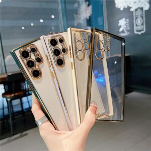 Luxury Plating Transparent Silicone Soft Phone Case for Samsung Galaxy S21 Ultra