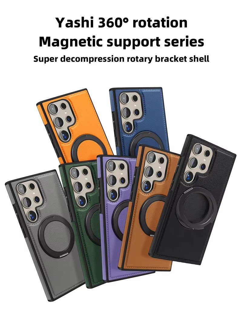 Samsung Galaxy S22 S23 S24 S25 Ultra Series Magsafe Leather 360° Adjustable Ring Shockproof Protective Slim Stand Case - Image 9