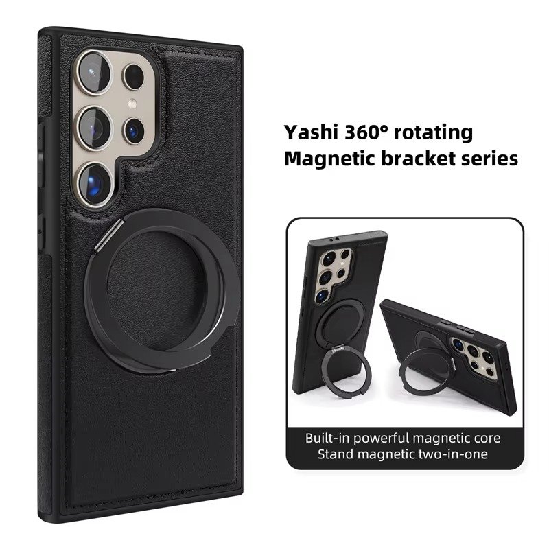 Samsung Galaxy S22 S23 S24 S25 Ultra Series Magsafe Leather 360° Adjustable Ring Shockproof Protective Slim Stand Case - Image 11