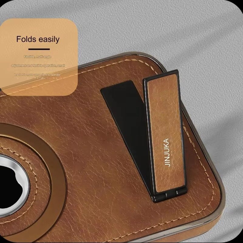 JDK Logo Cutout Luxury Plating Bumper Leather Folding Kickstand Phone Case For iPhone 16 15 14 Pro Max Series - Image 22