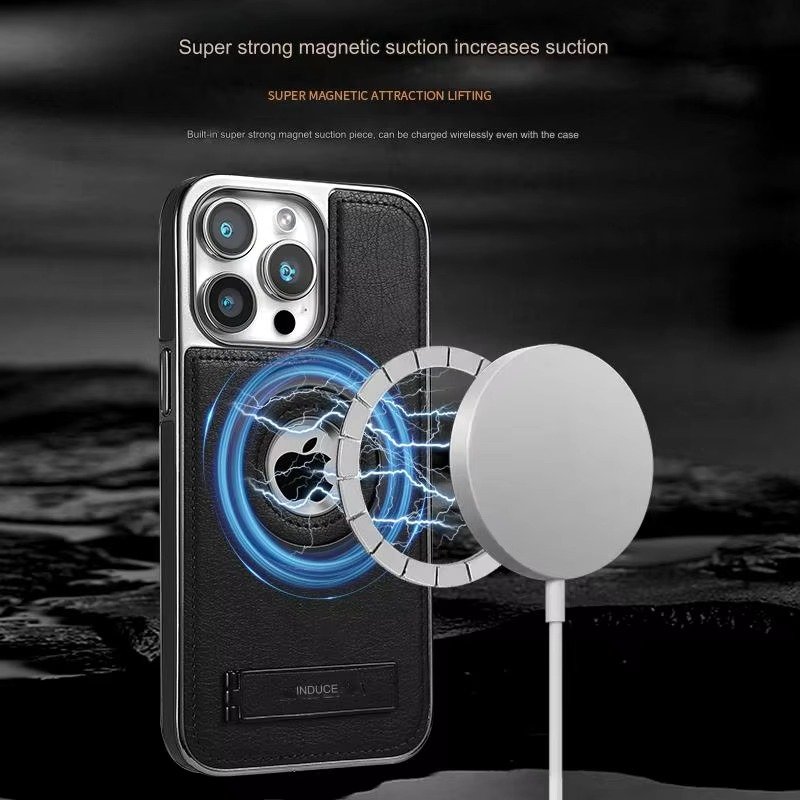JDK Logo Cutout Luxury Plating Bumper Leather Folding Kickstand Phone Case For iPhone 16 15 14 Pro Max Series - Image 20